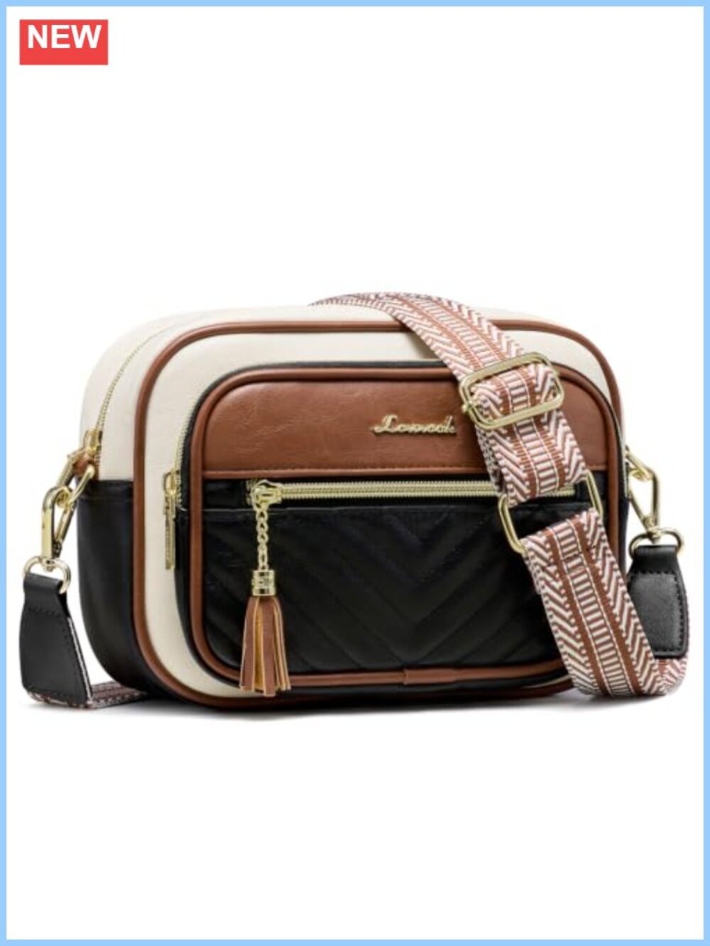 Quilted PU Leather Crossbody Bag RFID Blocking Shoulder Purse